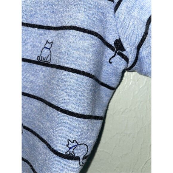 Cat Lady T Shirt All Over Print 90s Blue Striped Animals Novelty Sz medium - Picture 7 of 8